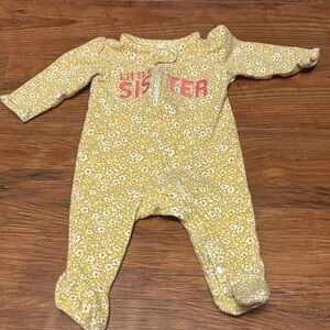 "Little Sister" Floral Footed One-Piece - Yellow
